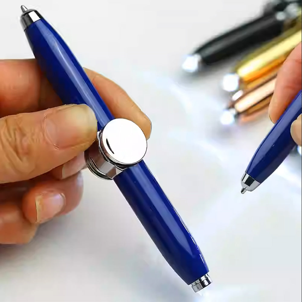 Rotating Fidget Pen with LED Light – Metal Ballpoint Pen