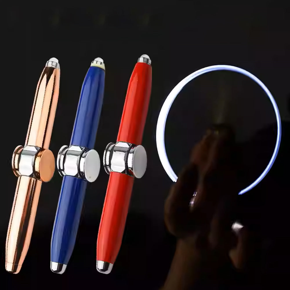 Rotating Fidget Pen with LED Light – Metal Ballpoint Pen